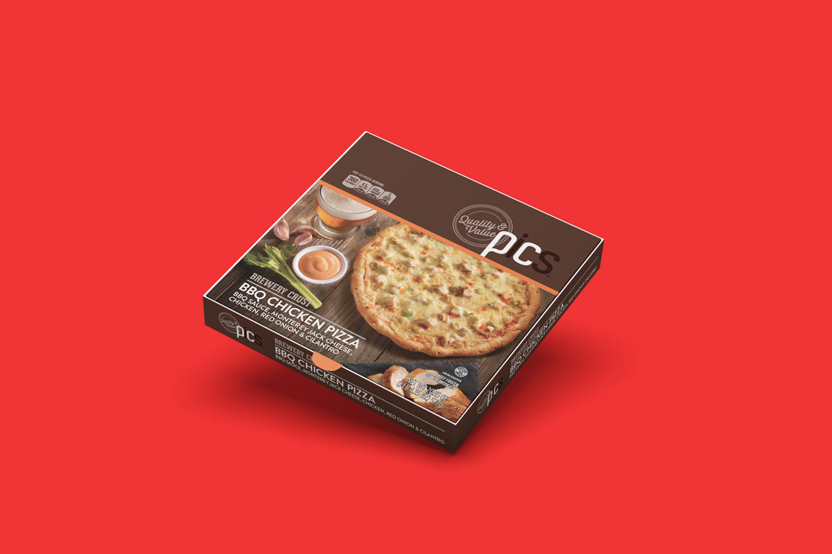 Frozen pizza in a box