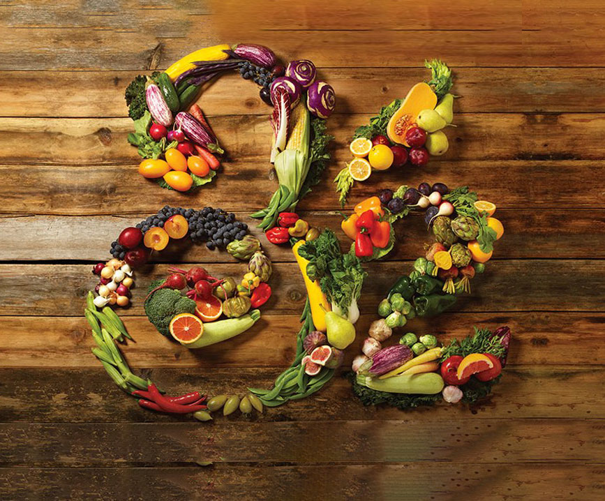 produce arrange in the shape of thirty two