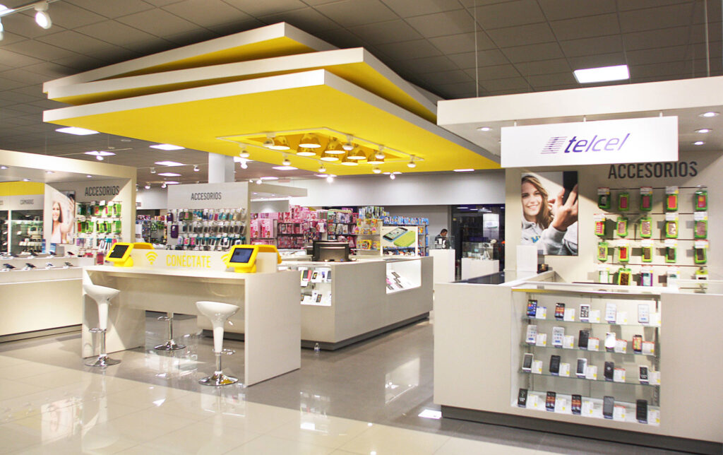 Interior retail space showcasing space and lighting with positioning retail shops