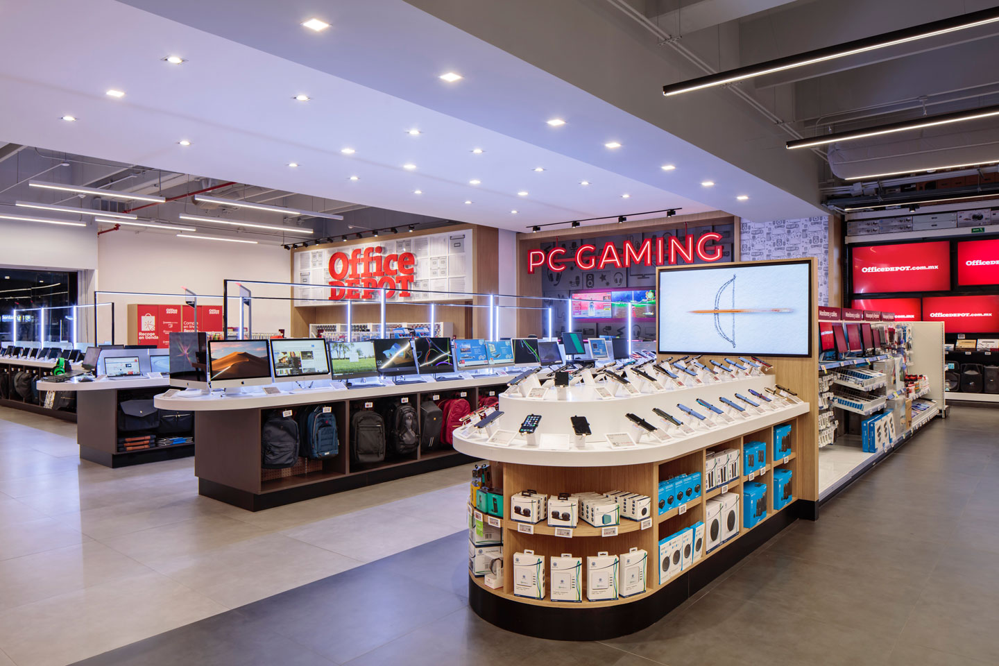 Interior product showcase with retail brand positioning